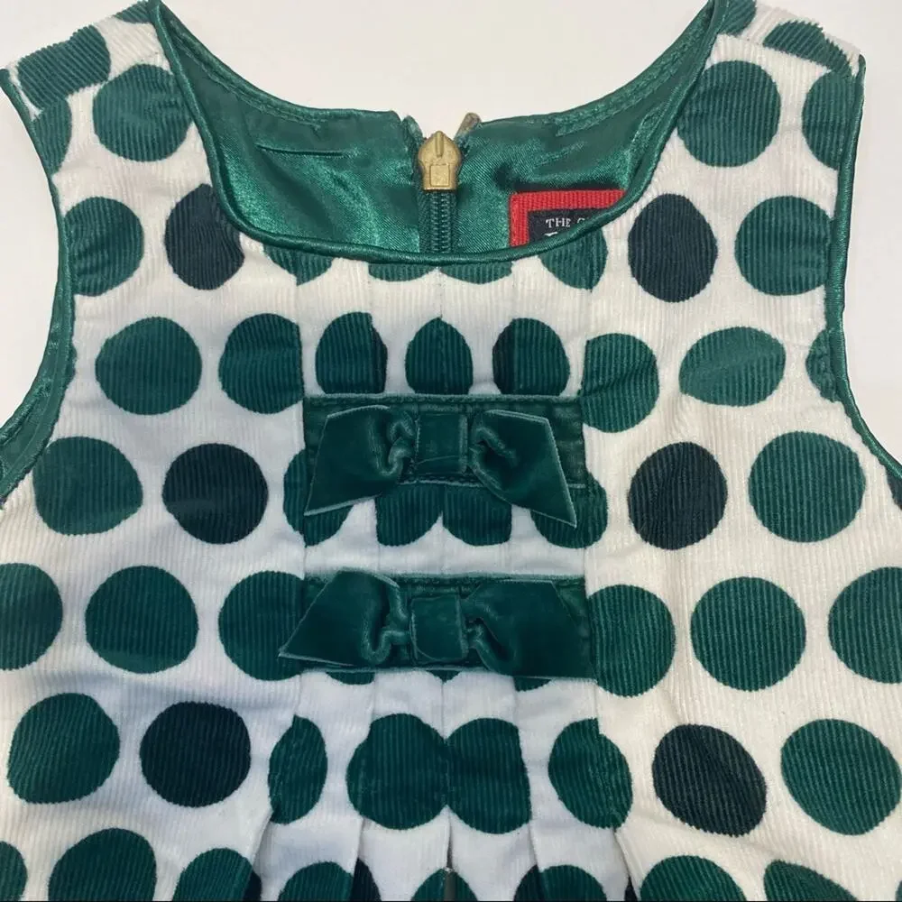 The Children’s Place Girls Dress size 6-9 months Corduroy Green Polka Dot